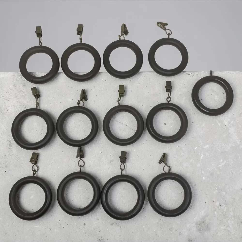 Lot 12 x Composite Drapery Curtain Rings Eyelets & Clips 1.75” ID 2.75